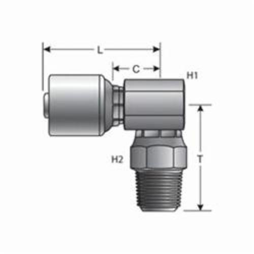 Hydraulic Coupling, 1/2 Inch x 1/2-14 Inch Hose ID, 90° Swivel, 1 Inch Hex Nut, Steel