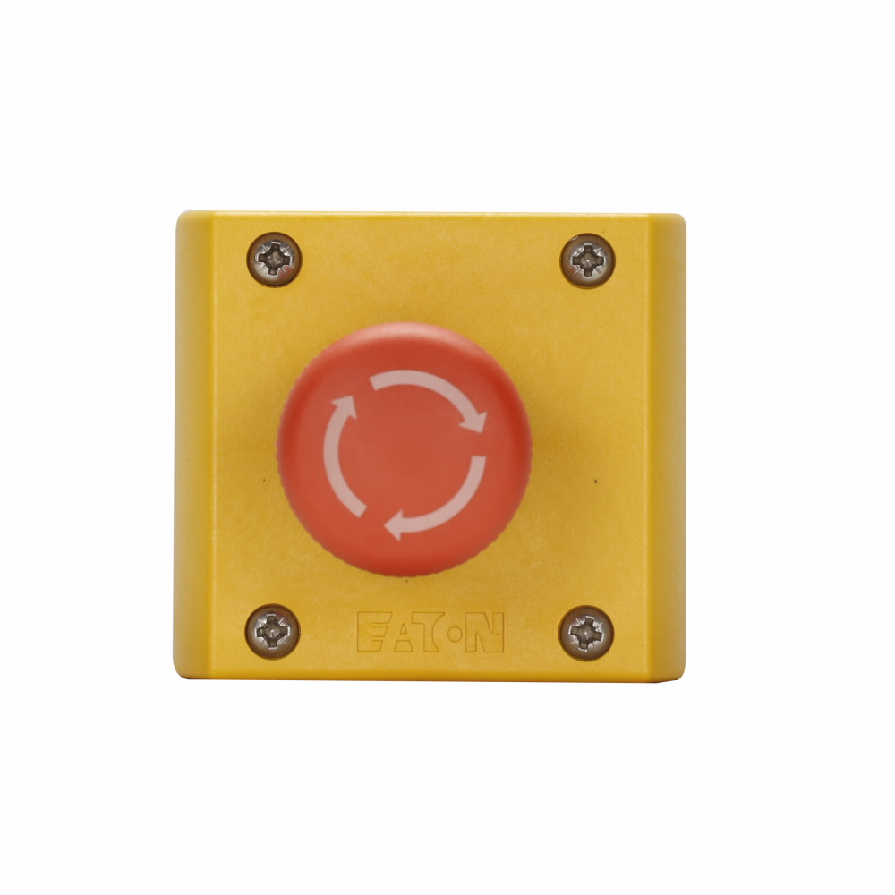 Pushbutton Control Station, Assembled Non-Illuminated, Series: M22, 1 Operators, 1NO Contact Configuration, Maintained Contact Mode, Twist-Release Mushroom Operator, LED Indicator, NEMA 4X/13 NEMA Rating, Yellow, 2.83 in L x 3.15 in W x 2.7 in H Dime