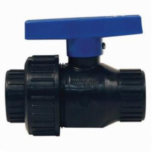 Ball Valve, Direct Acting Single Union, Series: SUBV, 2 Inch Nominal, FNPT, 125 psi, Full Port, Manual Actuator, Polypropylene Body, PTFE Ball Seat/EPDM O-Ring