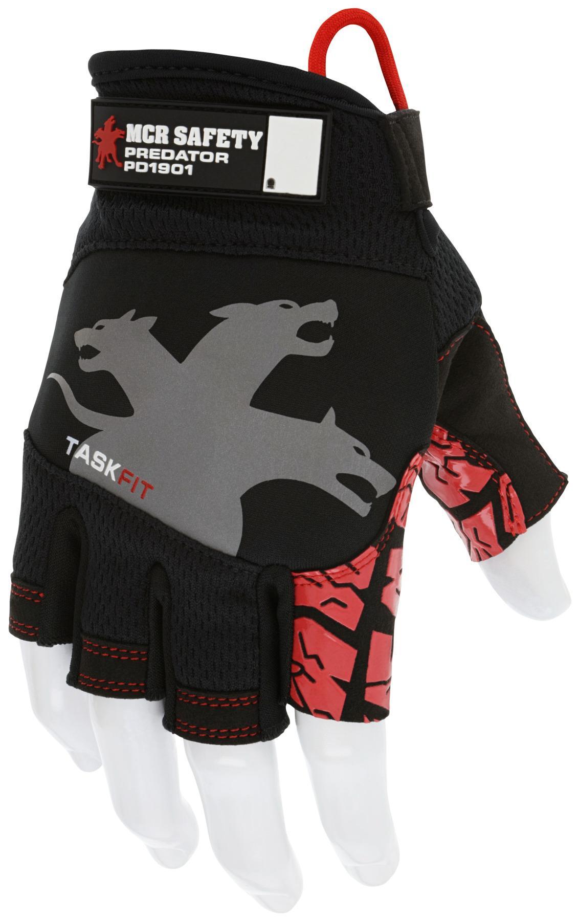 Gloves, Arm Protection, 2XL Size, Split Leather Palm, Black, Fingerless/Wing Thumb Style, Adjustable Cuff, Silicone Coating, ANSI Heat Level: 3