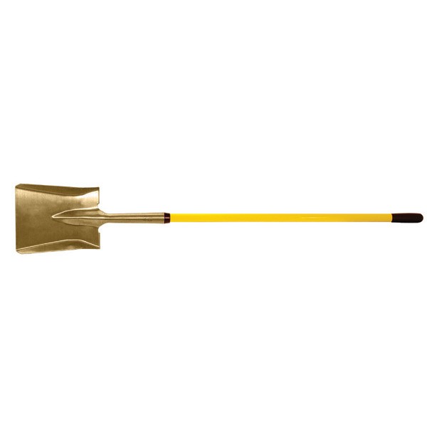 Square Point Shovel, 11 Inch Blade Length, 9 Inch Blade Width, Aluminum Bronze Copper Alloy, Fiberglass Handle
