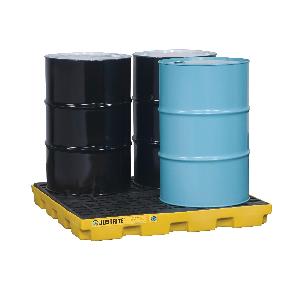 Accumulation Center, Series: EcoPolyBlend™, 4 Drums, 5-1/2 in Height, 49 in Length, 49 in Width, 49 gal Spill, 5000 lb Load, 45% Recycled Polyethylene, Yellow