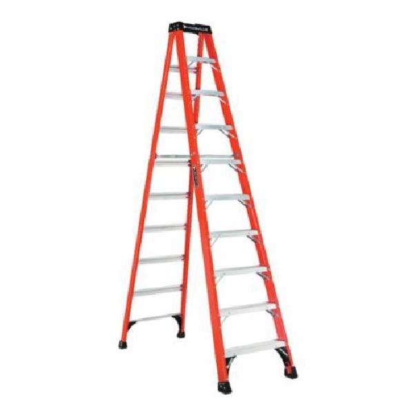 Step Ladder, Ribbed Type IAA, Series: FM1400HD, 10 ft Ladder Height, 375 lb, ANSI Code: A14.5, Fiberglass, 9 Steps, 64-11/16 in Base Spread, 28-9/16 in Bottom Width