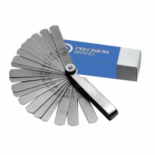 Feeler Gauge Set, Rounded Fan Blade, 3 in L x 1/2 in W Blade, 25 Piece, Spring Steel
