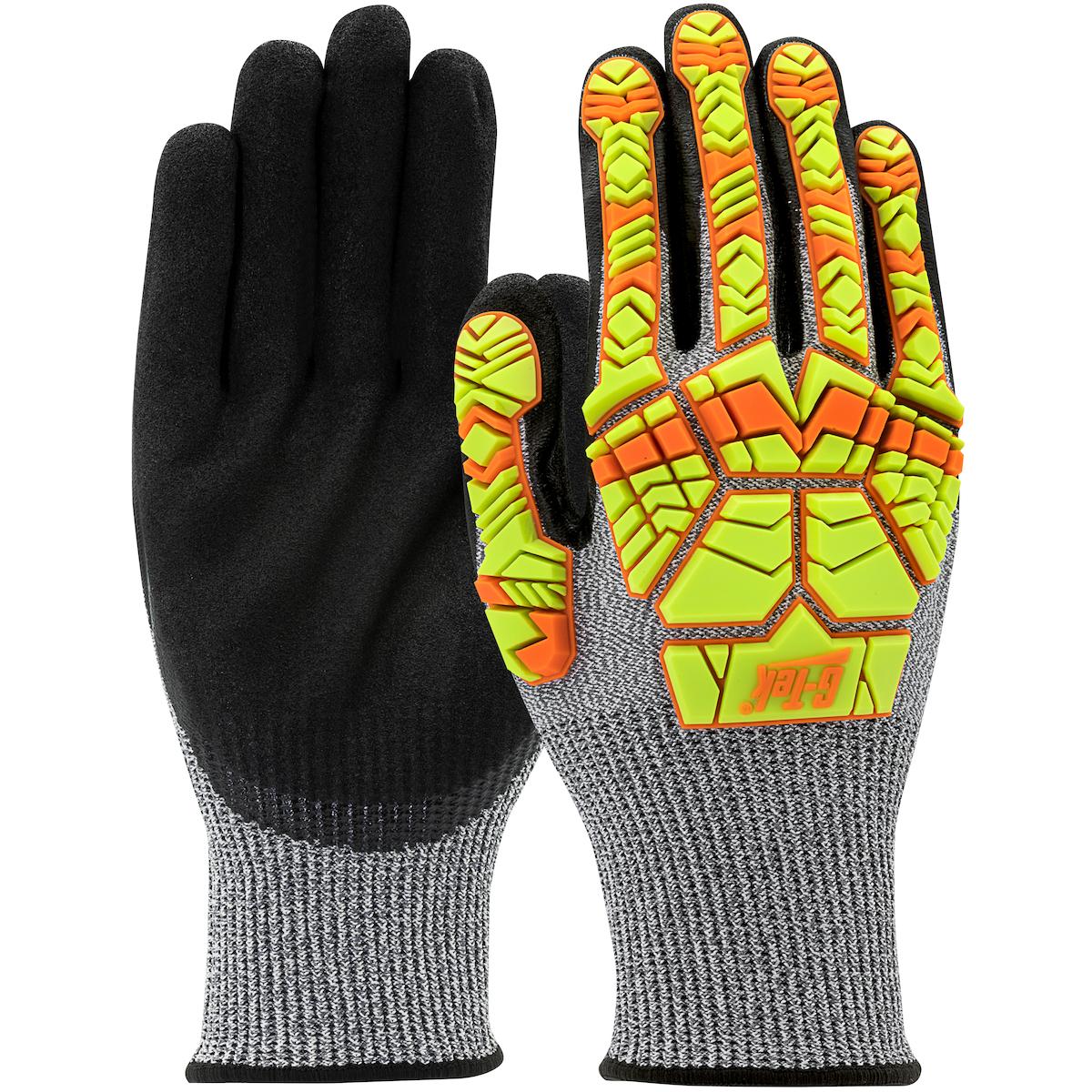 Gloves, Impact Resistant, Series: 16-MPH430HV, 2XL Size, Salt and Pepper, Seamless Knit Style, PolyKor® Lining, Nitrile Coating, ANSI Cut-Resistance Level: A4, Resists: Abrasion/Cut/Tear/Puncture/Water