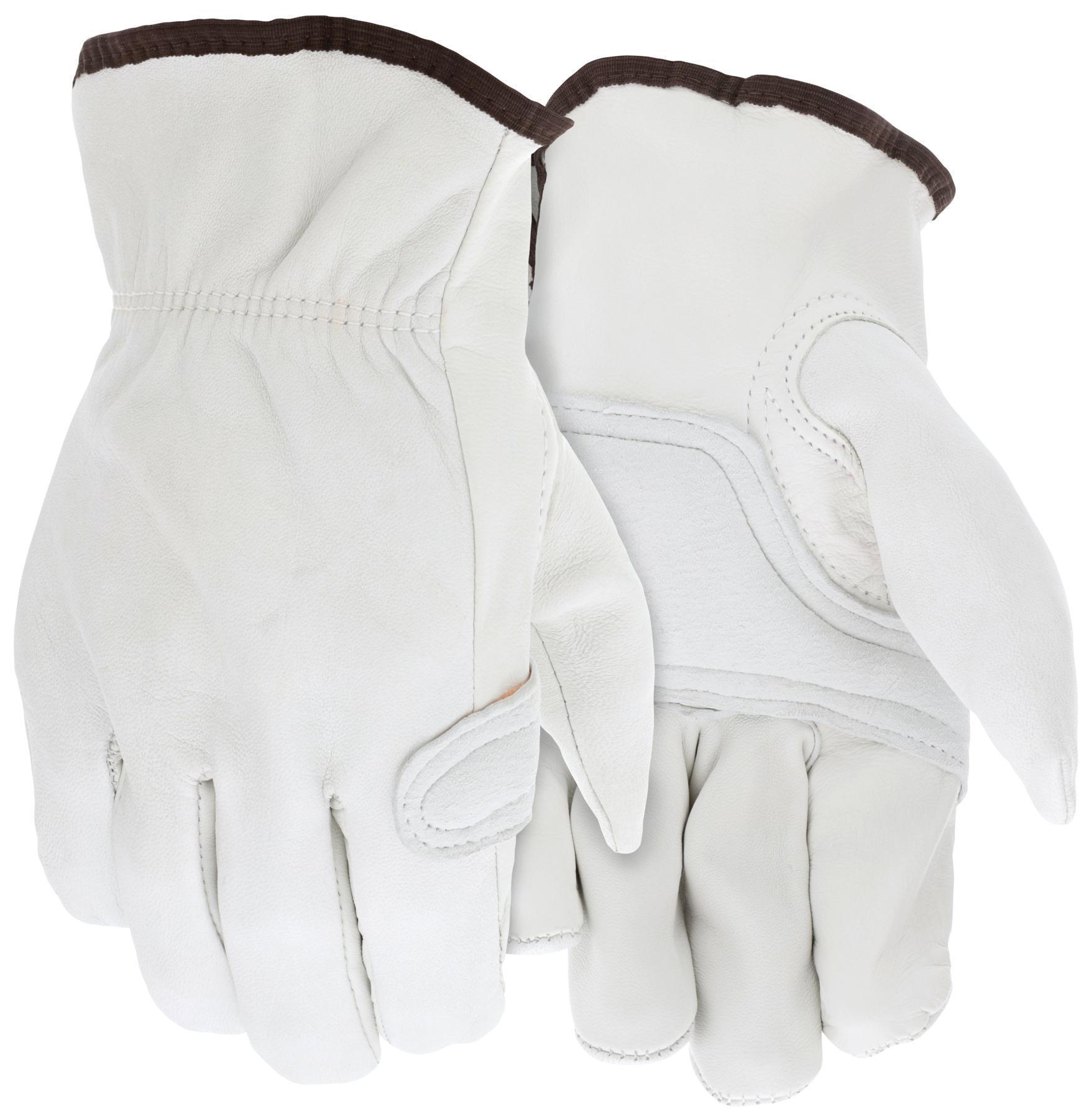General Purpose Gloves, Driver Glove, 2XL Size, Grain Leather Palm, Slip-On Cuff, Resists: Abrasion/Puncture
