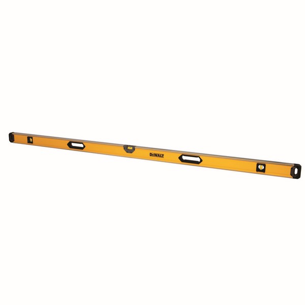 Box Beam Level, Magnetic, 0.0005 in Accuracy, 78 in Length, 3 in Width, 3 Vials, Vial Positions: (1) Level, (2) Plumb, Acrylic Vial, Block Vial, 10 Magnets, Aluminum, Matte, Black/Yellow