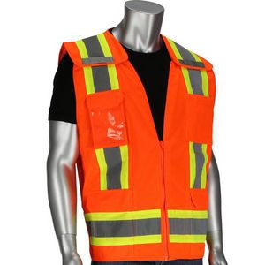 High Visibility Vest, Series: 302-0505, 2XL Size, Hi-Viz Orange