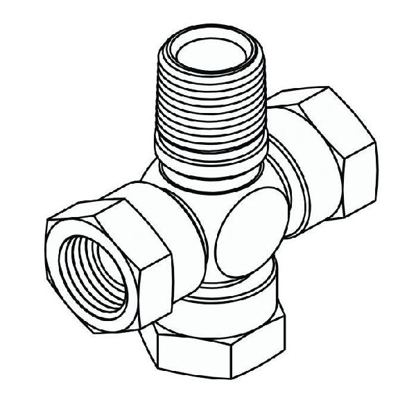 Pipe Cross, Series: 1604, 1/2-14 Nominal, MNPT x Female Pipe Swivel x Female Pipe Swivel x Female Pipe Swivel End Style, Steel, Trivalent Chromate Plated, Silver