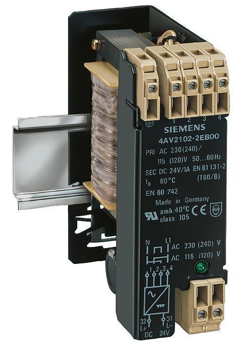 Power Supply, 115 to 230 VAC Input, 24 VDC Output, 1 A, 50/60 Hz, DIN Rail Mount, 45 mm Width, 111 mm Depth, 136 mm Height