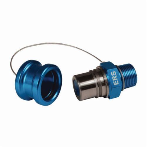 Engine Oil Receiver, High Flow, Adapter Fitting/Connector, 3/4 Inch Nominal, Quick Connect Coupler x MNPT End Style, 200 psi Pressure, Anodized Aluminum, Teal