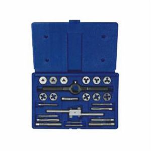 Tap and Hex Die Set, 24 Piece, High Carbon Steel Tap, High Carbon Steel Die, Adjustable Die: Yes
