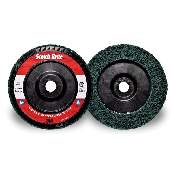 Non-Woven Abrasive XT Pro Disc, Clean and Strip Extra Cut, 7 Inch Diameter Disc, Type 27 Attachment, Extra Coarse Grade, Aluminum Oxide Abrasive, Fiber Backing, 8600 RPM Maximum