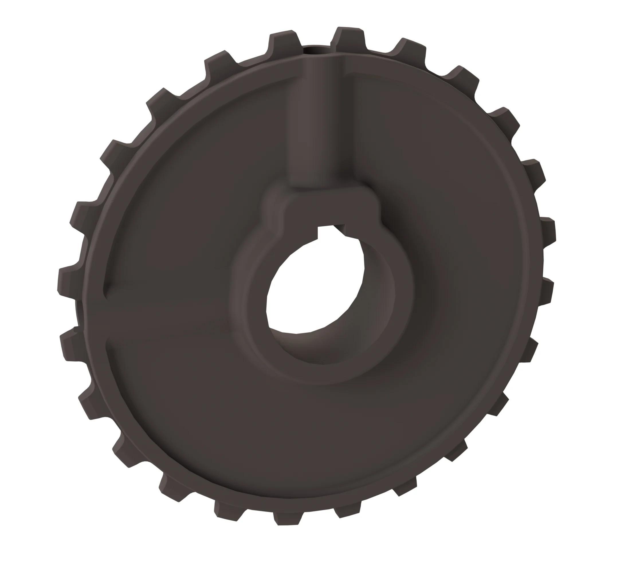 Chain Sprocket, Molded Non-Split Block, Series: 5930, 1 in Bore Dia, 5.88 in Outside Dia, 24 Teeth, 5.801 in, 3/8-16 Screw, 1/4 in W x 1/4 in H x 1/8 in D Keyway, 1 in Length Through Bore, POM