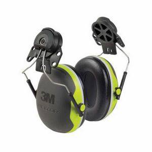 Ear Muffs, Series: X Series, 25 dB Noise Reduction, Black/Chartreuse, Hard Hat Attached Band Position, Stainless Steel/Foam