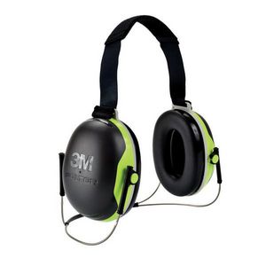 Earmuff, Series: X Series, 27 dB Noise Reduction Rating, Black/Chartreuse, Behind the Head Band Position, ABS/Polyurethane