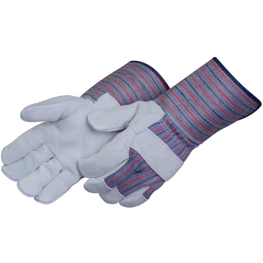 Glove, General Purpose, Series: 3264Q, Work Glove, Cowhide Leather, Blue/Gray, Gunn Cut Style, 4-1/2 in Length