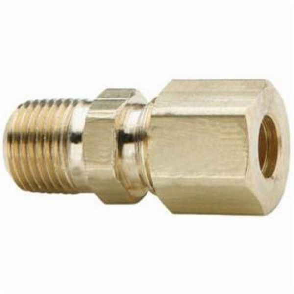 Tube-to-Pipe Connection, Series: 68C, Fitting/Connector Type: Adapter, 1/8 Inch x 5/16-24 Nominal, Tube x Straight MPT, 0.03 Inch Thickness, 7/16 Inch Hex, 0.97 Inch Length, 400 psi, -65 to 250 °F, Brass, Domestic