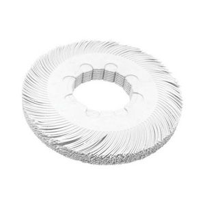 Bristle Disc Brush, 8 in Diameter Brush, 1 in Face Width, 120 Grit, Fine Grade, Ceramic Fill, 6000 RPM Maximum, White Brush Color