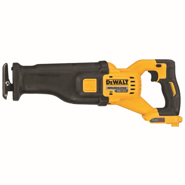 Reciprocating Saw, Brushless Cordless, 1-1/8 in Stroke Length, 0 to 3000 spm Strokes per Minute, 60 VDC, Lithium-Ion Battery, Battery Included: No, Overmold Rubber Grip Handle, Variable Speed Trigger Control, Straight Stroke, 17.725 in Overall Length