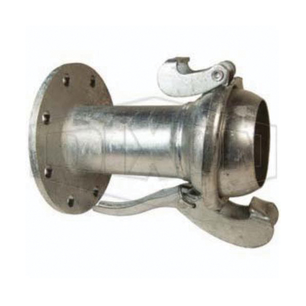 Quick Connect Fitting, Type B, Fitting/Connector Type: Quick-Connect, 4 Inch Nominal, Male x Class 150 ASA Flange End Style, 25/64 Inch Thickness, Steel, Galvanized, 9 Inch Diameter x 11-17/32 Inch Overall Length, Domestic