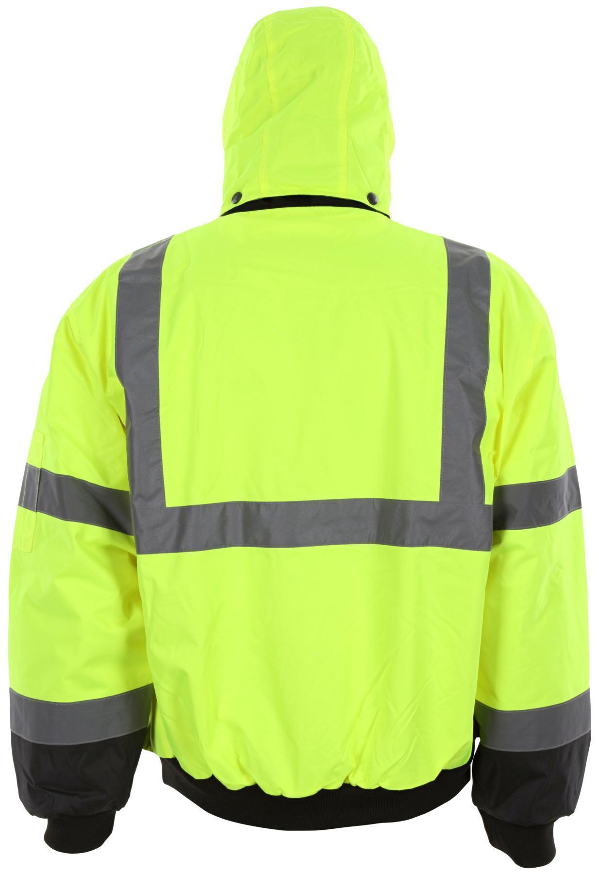 Rain Jacket and Coat, Waterproof, Series: Luminator®, 5X Size, Fluorescent Lime, Polyester, 74 in Chest, 33.5 in Length, Zipper/Elastic Waist Closure, High-Visibility: Yes, 3 Pockets