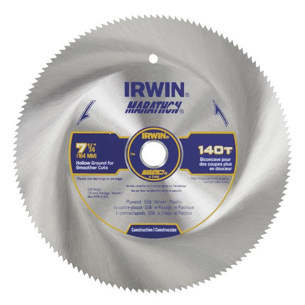 Circular Saw Blade, Hollow Ground Non-Carbide Portable Corded, Series: Classic Series, 7-1/4 in Diameter, 5/8 in Arbor, 150 Teeth, 0.63 in Kerf, High Carbon Steel Cutting Edge, Applicable Materials: OSB/Plastic/Plywood/Veneer