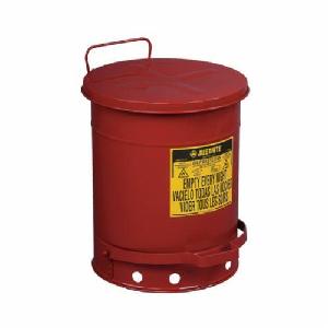 Oily Waste Can, Foot Operated, 10 gal, 13-15/16 in Dia, 18-1/4 in Height, Galvanized Steel, Powder Coated, Red