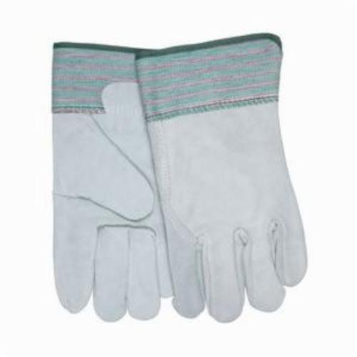 General Purpose Gloves, Leather Palm Glove, L, Cowhide Leather Palm, Cowhide Leather, Gray, Gunn Pattern/Standard Finger/Wing Thumb, Fleece, Safety Rubberized Cuff, Uncoated, 10.68 in Length