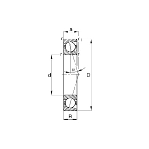Spindle Bearing, Light Duty, Series: B719..-C, 140 mm Bore Diameter, 190 mm Outside Diameter, 2 Rows, 24 mm Width, 15° Contact, Single Sealed Closure, 94000 N Dynamic/77000 N Static/6200 N Fatigue, Phenolic Resin Cage, 6700 RPM Grease/10000 RPM Oil Maximum, Uncoated