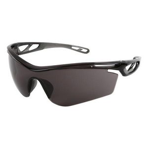 Safety Glass, Single Lens, Series: Checklite® CL4, Duramass™ Hard Lens Coating, Gray Lens, Hollowed Out/Lightweight, Polycarbonate Lens, Hybrid Temple, Specifications Met: ANSI Z87+