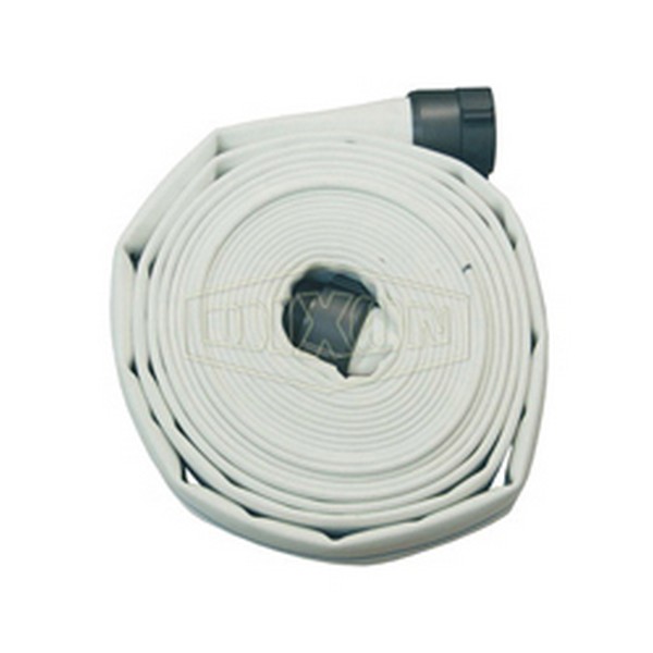 Mill Hose, Double Jacket coupled, 2 Inch Nominal Size, NPSH, 50 ft Length, 200 psi Working, 70 °F Ambient, Synthetic, White