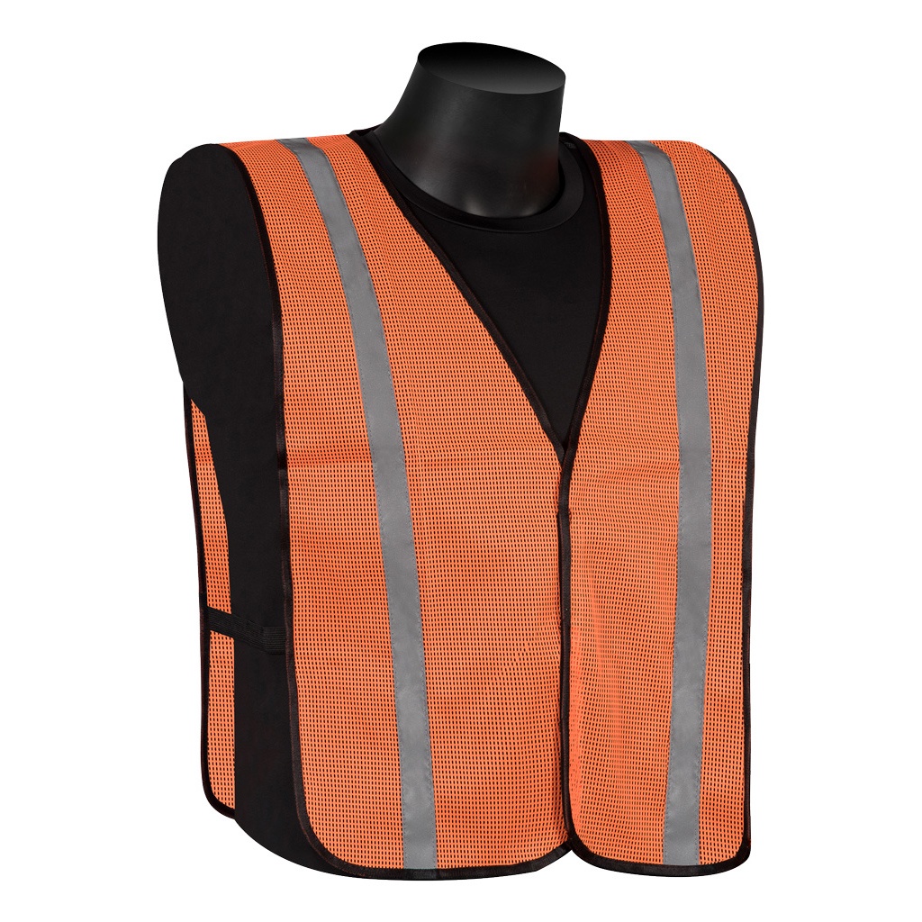 General Purpose Vest, Reflective, Series: N16001F, One Size, Orange, Polyester, Front Zipper Closure, ANSI Class: Class 2