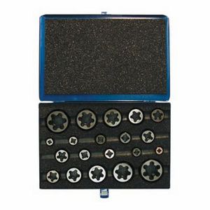 Die Set, Hexagonal Standard, Series: 377, Measurement System: Imperial, 20 Piece, 1/4-20 to 1-14, UNC/UNF Thread, Carbon Steel, Bright