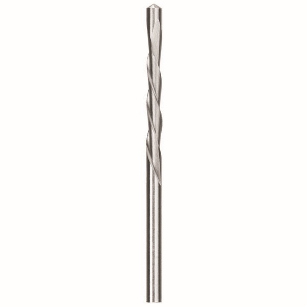 Cut-Out Bit, Drywall Router, 1/8 in Drill - Fraction, 2.36 in Overall Length, 1-1/4 in Cutting Depth, 2 Flutes, 1-1/4 in Flute Length, 1/8 in Dia Shank, Pilot Point, CW Cutting Direction, HSS, Bright