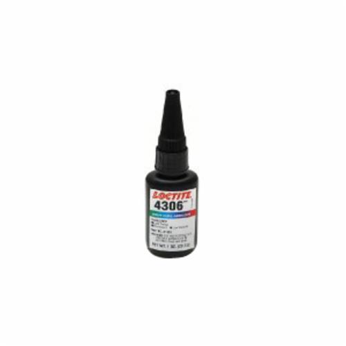 Instant Adhesive, 1-Part Light Cure, Series: Flashcure® 4306™, Bottle Container, 1 oz Container, Ethyl Cyanoacrylate Base, 5 s Setting, 24 hr Curing, Clear/Light Green, -65 to 180 deg F, 1.1 Specific Gravity, <lt/>20 g/L VOC, 20 cPs Viscosity, Metal,