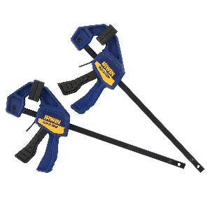 Bar Clamp, 1-Handed Micro Next Generation, 4-1/4 in Clamping, 1-3/16 in Throat Depth, 35 lb Clamping, Quick-Release™ Trigger Handle, Blue