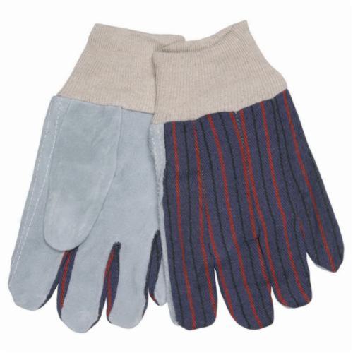 General Purpose Gloves, Economy Grade, Leather Palm Glove, L, Cowhide Leather Palm, Cowhide Leather, Gray, Clute Pattern/Standard Finger/Straight Thumb, Fleece, Knit Wrist Cuff, Uncoated, 11.61 in Length, Resists: Abrasion