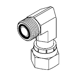 Hydraulic 90° Swivel Elbow, 1-11/16-12 Inch Male O-Ring Face Seal Thread, 1-11/16-12 Inch Female O-ring Face Seal Swivel, Steel