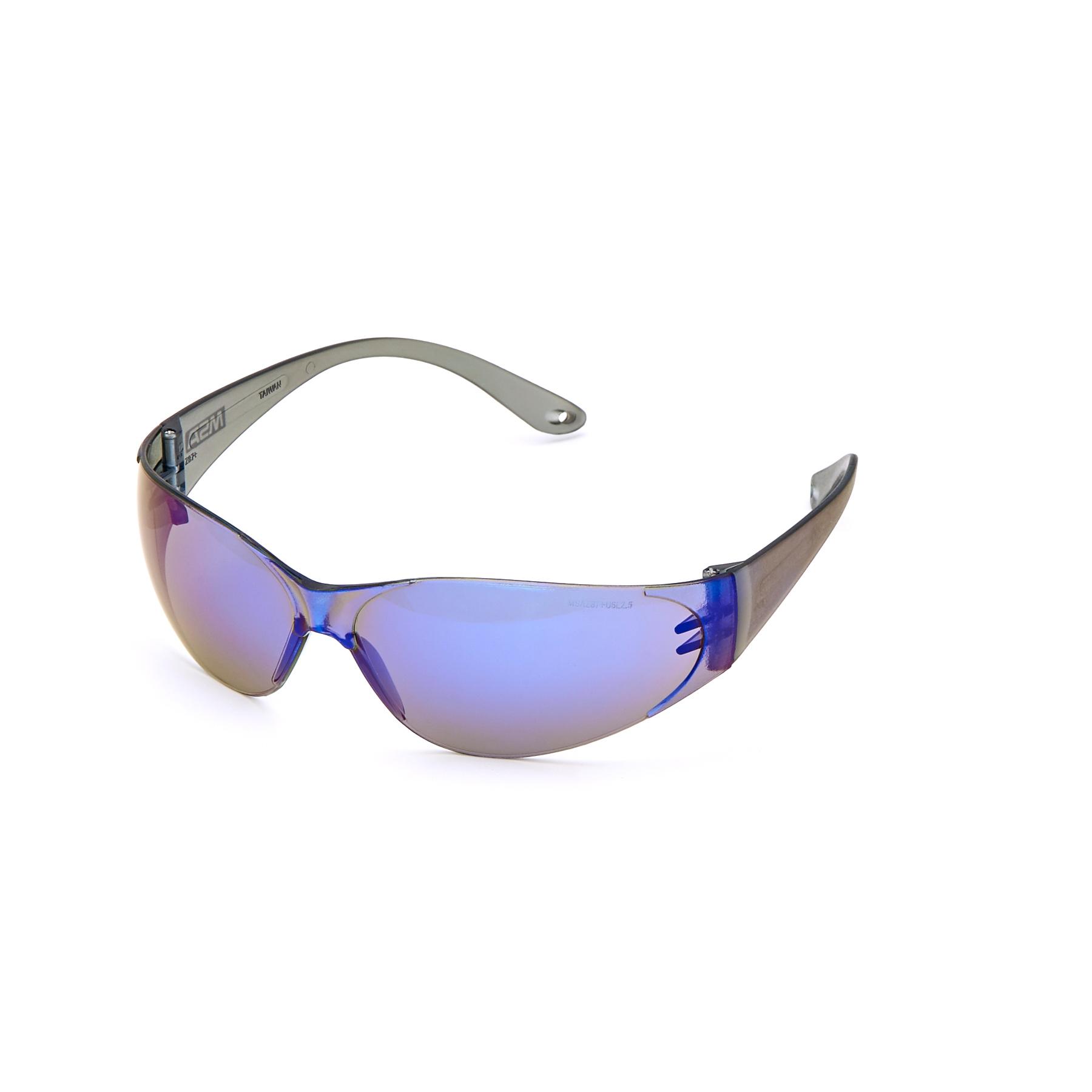 Spectacles, Low Profile Indoor/Outdoor, Series: Arctic, Universal Size, Anti-Scratch Lens Coating, Blue Lens, Frameless, Gray Frame, Polycarbonate Frame, Specifications Met: ANSI Z87.1-2010