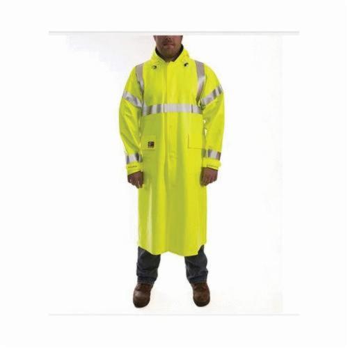 High-Visibility Hazmat Coat, Size 2X-Large, 48 Inch Length, Fluorescent Yellow-Green