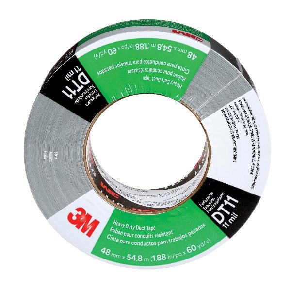 Tape, Heavy Duty Moisture Proof, Series: DT11, 60 yd Length, 1.88 Inch Width, 11 mil Thickness, Silver, Natural Rubber Adhesive, Polyethylene Backing, 88 in-oz Adhesion Strength, 613 N/100 mm Tensile Strength