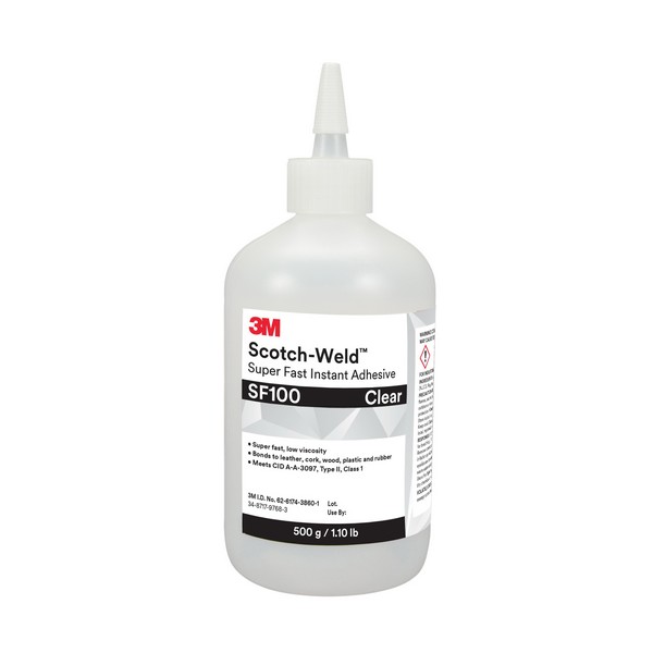 Instant Adhesive, Super Fast, Series: SF Series, Bottle Container, 1 lb Container, Ethyl Hybrid Base, 3 to 30 s Setting, 24 hr at 72 °F Curing, Clear