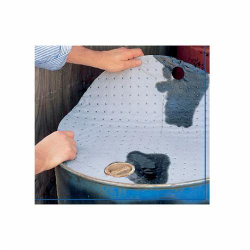 Absorbent Drum Top Cover, 2-Hole Industrial, 22 Inch Width, 1 ply Thickness, 6 gal Absorption, Fluids Absorbed: Universal, Meltblown Polypropylene, Gray
