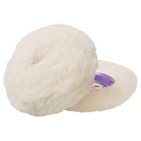 Compounding Pad, Low Lint, Hook and Loop Attachment, 4 Inch Overall Diameter, Wool Pad, White