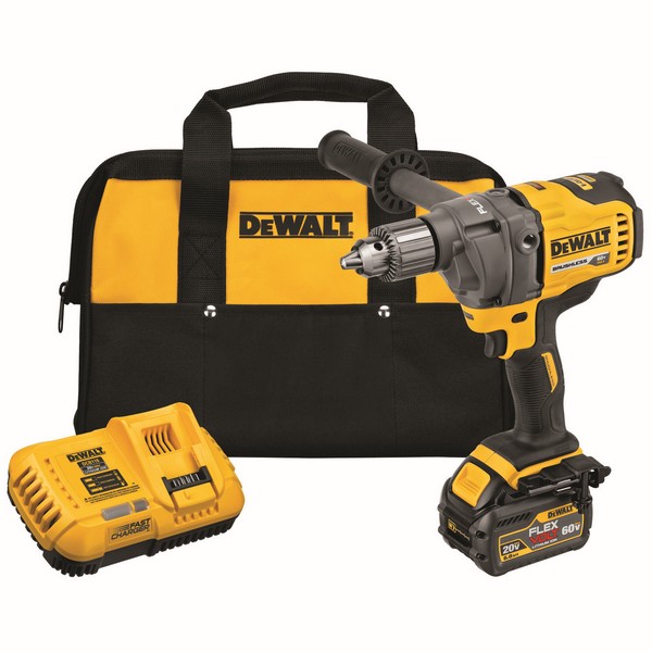 Mixer/Drill Kit, Brushless Cordless, 1/2 in Chuck, Keyed Chuck, 0 to 600 RPM No-Load, 1 Speed, 60 VDC, Lithium-Ion Battery, 6 Ah Battery, Battery Included: Yes, Mid-Handle Handle, Trigger Control