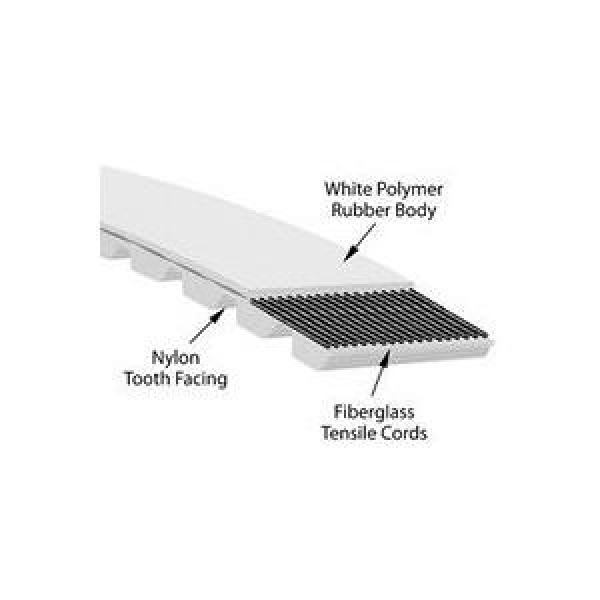 Synchronous Belt, Series: 9581, 290 Teeth, 5 mm Pitch, 1450.09 mm Overall Length, 9 mm Width, Curvilinear Tooth Profile, Polymer Rubber, Fiberglass Reinforced, White