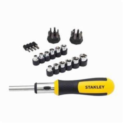 Multi-Bit Screwdriver, Ratcheting, Phillips®/Standard/Torx® Bit, 8-3/4 in Overall Length, Ergonomic Handle, 29 Piece, Nickel Plated Steel Bit/Bi-Material Handle