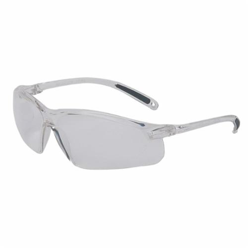 Safety Eyewear, General Purpose, Universal Size, Anti-Scratch/Hard Coat Lens Coating, Clear Lens, Wrap Around Frame, Polycarbonate Frame, Yes % UV Protection, 1-Piece Temple, Specifications Met: ANSI Z87.1-2010, CSA Z94.3
