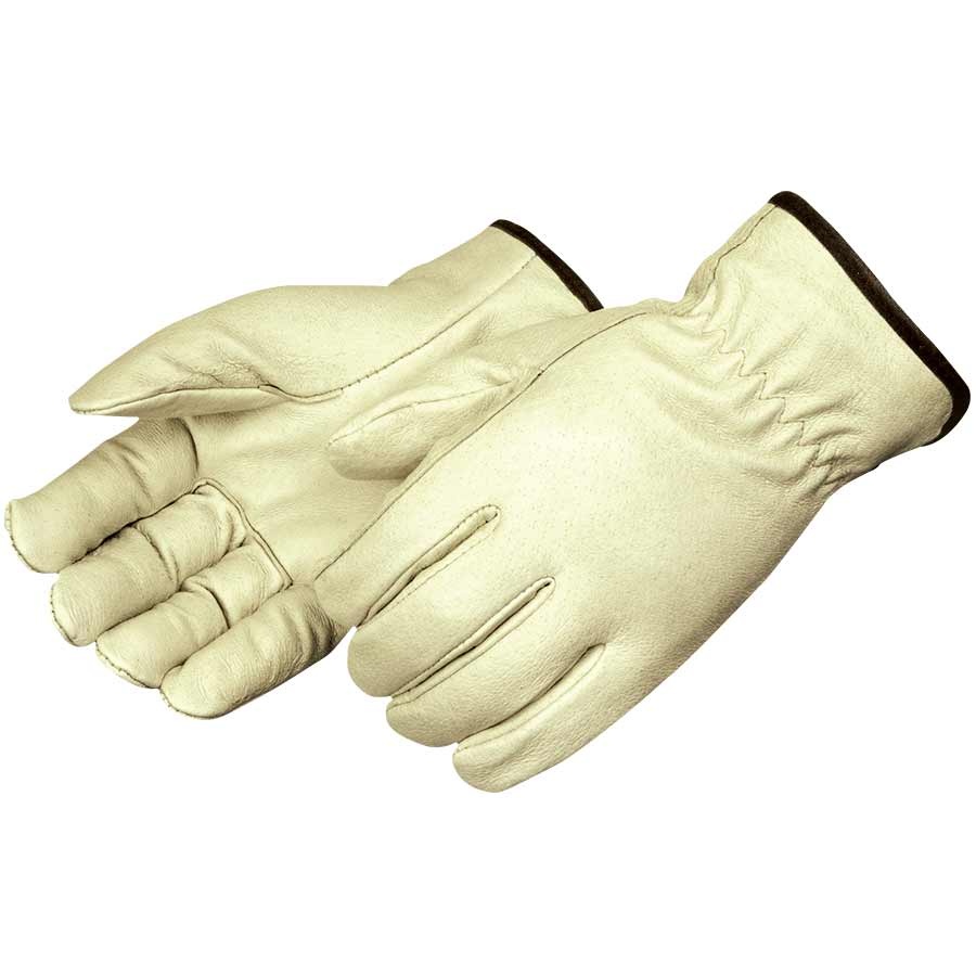 Glove, Work, Series: 7010, Driver Glove, XL Size, Pigskin, Beige, Straight Thumb Style, Unlined Lining, Hemmed Cuff, Shirred Elastic Closure